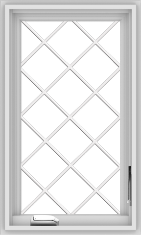 WDMA 18x30 (17.5 x 29.5 inch) White Vinyl uPVC Crank out Casement Window  with Diamond Grills