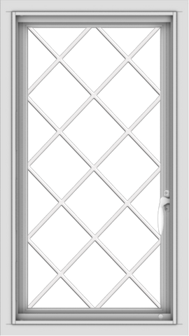 WDMA 18x32 (17.5 x 31.5 inch) Vinyl uPVC White Push out Casement Window  with Diamond Grills