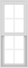 WDMA 18x42 (17.5 x 41.5 inch) Vinyl uPVC White Single Hung Double Hung Window with Colonial Grids Exterior