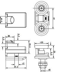 2 Shower Door Rollers/Runners/Hooks/Guides 25mm Wheels for bathroom door on China WDMA