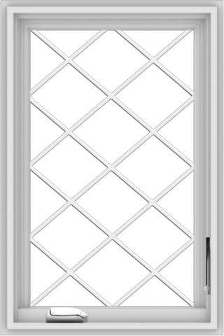 WDMA 20x30 (19.5 x 29.5 inch) White Vinyl uPVC Crank out Casement Window  with Diamond Grills