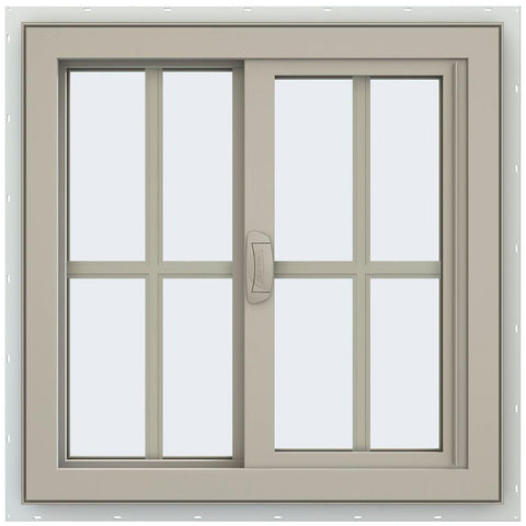 24x24 23.5x23.5 Vinyl Sliding Window With Colonial Grids Grilles