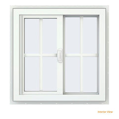 35x35 34.25x34.25 White Vinyl Sliding With Colonial Grids Grilles