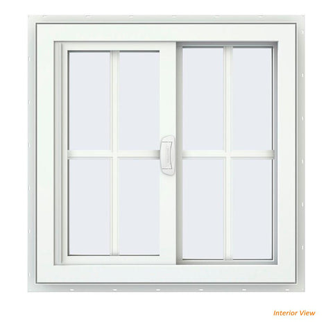 36x36 35.25x35.25 White Vinyl Sliding With Colonial Grids Grilles