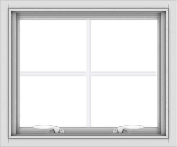 WDMA 24x20 (23.5 x 19.5 inch) White uPVC Vinyl Push out Awning Window with Colonial Grids Interior