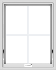 WDMA 24x30 (23.5 x 29.5 inch) White Vinyl uPVC Crank out Awning Window with Colonial Grids Interior