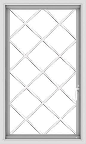 WDMA 24x40 (23.5 x 39.5 inch) Vinyl uPVC White Push out Casement Window  with Diamond Grills