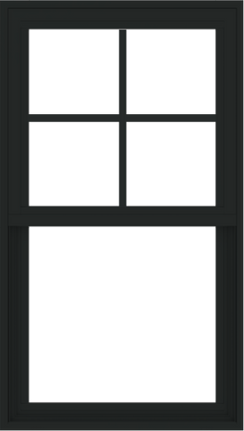 WDMA 24x42 (23.5 x 41.5 inch) Vinyl uPVC Black Single Hung Double Hung Window with Prairie Grids Interior