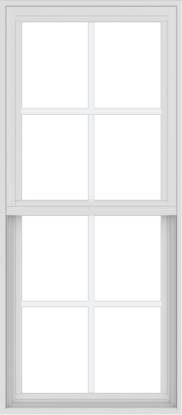 WDMA 24x54 (17.5 x 53.5 inch) Vinyl uPVC White Single Hung Double Hung Window with Colonial Grids Exterior