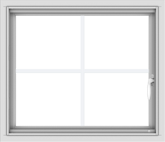 WDMA 28x24 (27.5 x 23.5 inch) Vinyl uPVC White Push out Casement Window with Colonial Grids