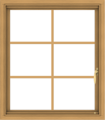 WDMA 28x32 (27.5 x 31.5 inch) Pine Wood Light Grey Aluminum Push out Casement Window with Colonial Grids