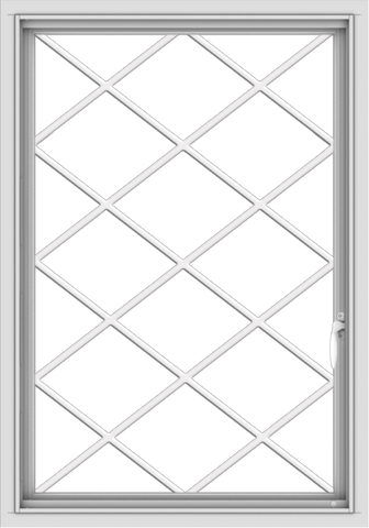 WDMA 28x40 (27.5 x 39.5 inch) Vinyl uPVC White Push out Casement Window  with Diamond Grills