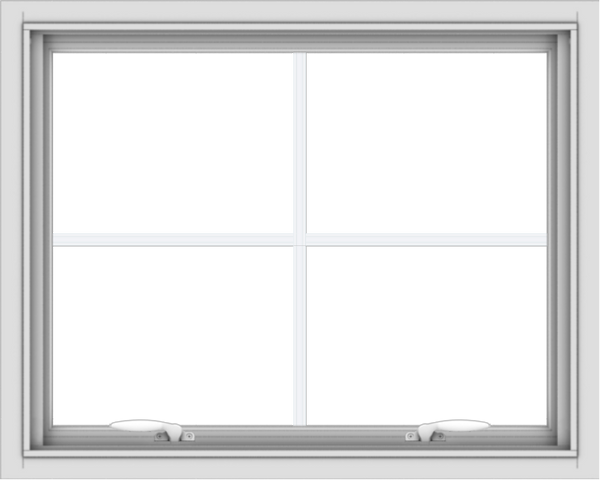 WDMA 30x24 (29.5 x 23.5 inch) White uPVC Vinyl Push out Awning Window with Colonial Grids Interior