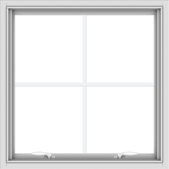 WDMA 30x30 (29.5 x 29.5 inch) White uPVC Vinyl Push out Awning Window with Colonial Grids Interior