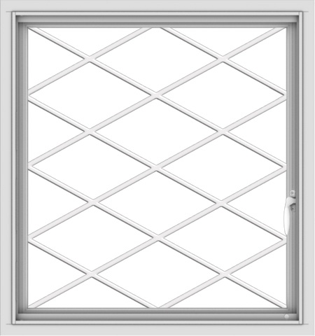 WDMA 30x32 (29.5 x 31.5 inch) Vinyl uPVC White Push out Casement Window  with Diamond Grills