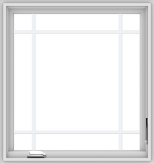 WDMA 30x32 (29.5 x 31.5 inch) White Vinyl uPVC Crank out Casement Window with Prairie Grilles