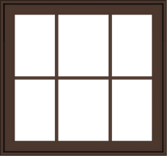 WDMA 32x30 (31.5 x 29.5 inch) Oak Wood Dark Brown Bronze Aluminum Crank out Awning Window with Colonial Grids Exterior