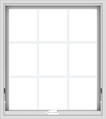 WDMA 32x36 (31.5 x 35.5 inch) White Vinyl uPVC Crank out Awning Window with Colonial Grids Interior