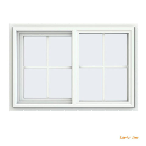 36x24 35.5x23.5 White Vinyl Sliding Window With Colonial Grids Grilles