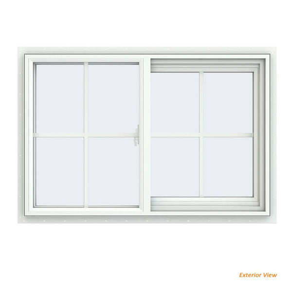 36x24 35.5x23.5 White Vinyl Sliding Window With Colonial Grids Grilles