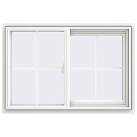 36x24 35.5x23.5 White Vinyl Sliding Window With Colonial Grids Grilles