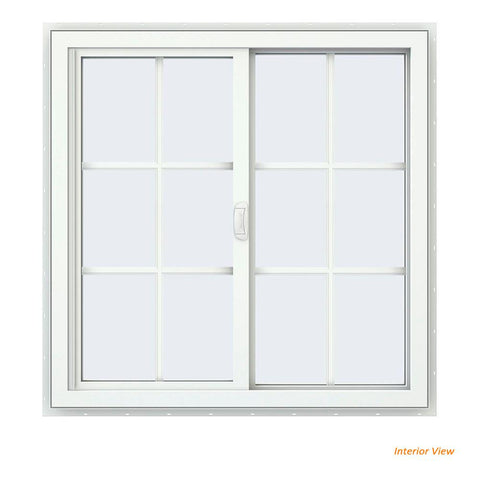 36x36 35.5x35.5 White Vinyl Sliding Window With Colonial Grids Grilles