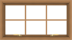 WDMA 36x20 (35.5 x 19.5 inch) Oak Wood Green Aluminum Push out Awning Window with Colonial Grids Interior