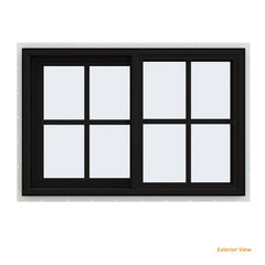 36x24 Black Vinyl Sliding Window With Colonial Grids Grilles