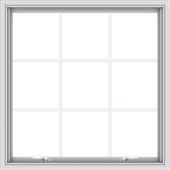 WDMA 34x34 (33.5 x 33.5 inch) White uPVC Vinyl Push out Awning Window with Colonial Grids Interior