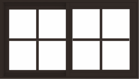 WDMA 42x24 (41.5 x 23.5 inch) Vinyl uPVC Dark Brown Slide Window with Colonial Grids Exterior