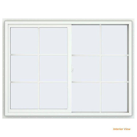 48x 36 47.5x35.5 White Vinyl Sliding Window With Colonial Grids Grilles