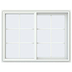 46x46 45x45 White Aluminium / Vinyl / uPVC Sliding Window With Colonial Grids Grilles