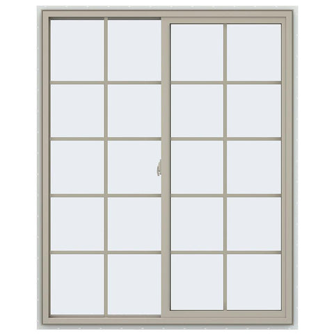 48x60 47.5x59.5 Bronze Vinyl Sliding Window With Colonial Grids Grilles