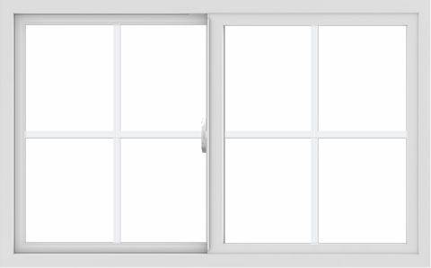 WDMA 48x30 (47.5 x 29.5 inch) Vinyl uPVC White Slide Window with Colonial Grids Exterior