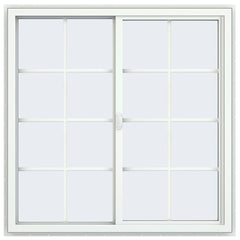 46x46 Black Color Vinyl Aluminum PVC Sliding Window With Colonial Grids Grilles