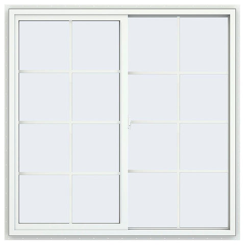 48x48 Vinyl Sliding Window White With Colonial Grids Grilles