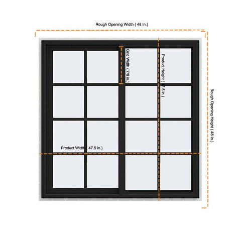 46x46 45x45 Aluminum Vinyl PVC Sliding Window With Colonial Grids Grilles