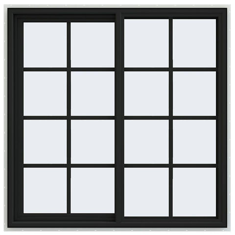 46x46 45x45 Aluminum Vinyl PVC Sliding Window With Colonial Grids Grilles