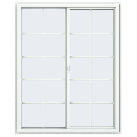 48x60 White Vinyl Sliding Window With Colonial Grids Grilles