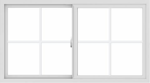 WDMA 54x30 (53.5 x 29.5 inch) Vinyl uPVC White Slide Window with Colonial Grids Exterior