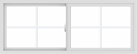 WDMA 60x24 (59.5 x 23.5 inch) Vinyl uPVC White Slide Window with Colonial Grids Exterior