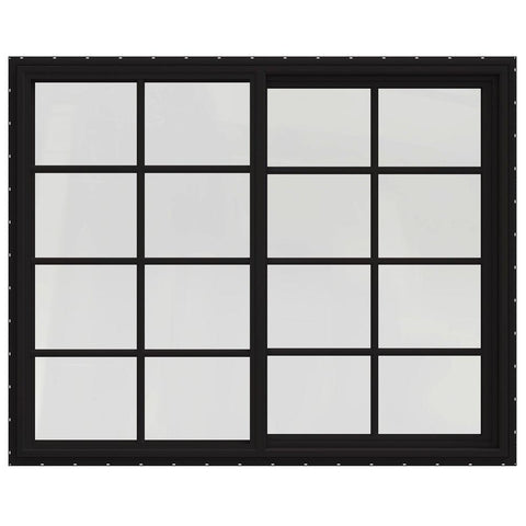 60x48 59.5x47.5 Black Vinyl Sliding Window With Colonial Grids Grilles