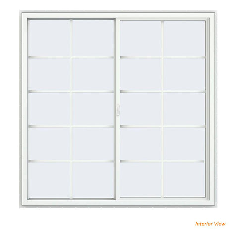 60x60 Vinyl UPVC Sliding Window White Interior Black Exterior With Colonial Grids Grilles