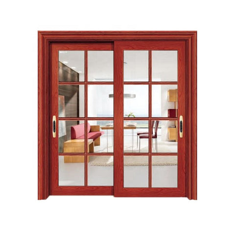 Aluminium Wood Color 3 Panel French Doors Outside on China WDMA