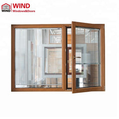 Aluminum Wood Inward Opening Casement Windows with Built in Blinds on China WDMA