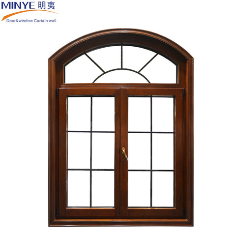 America style 10 years warranty wooden color aluminum frame casement windows with cheap price on China WDMA