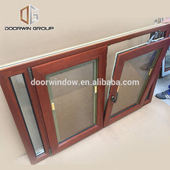 American oak wood clad aluminum france windows tilt turn window with built in shutter on China WDMA