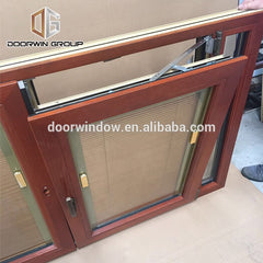 American oak wood clad aluminum france windows tilt turn window with built in shutter on China WDMA