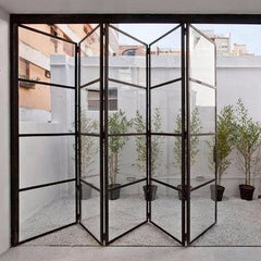 Bi-fold door folding window steel windows & doors grill design and customized folding glass door on China WDMA