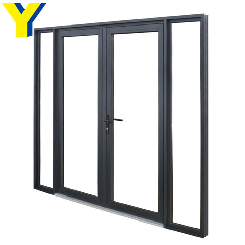 Bullet proof security door with laminated glass french style aluminum casement hinged door on China WDMA